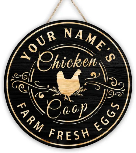 Miniatura 37 de Letrero de madera de gallinero personalizado para gallinero, diseño de granja esponjosa, varios tamaños, nombre personalizado, título y cita