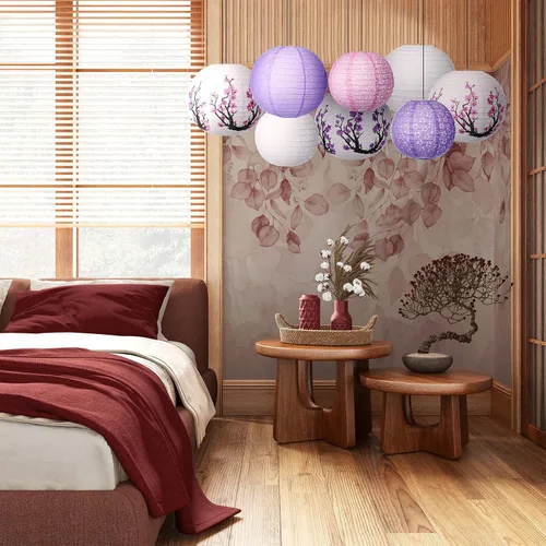 Miniatura 4 de 13 faroles de papel chinos japoneses con flor de cerezo rojo, farol colgante decorativo Hibachi, decoraciones de fiesta para Año Nuevo chino, hogar