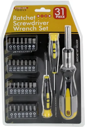Miniatura 3 de sterling OC583 - Juego de llaves de destornillador de trinquete, negro/gris/amarillo/plateado/metálico, 31 piezas