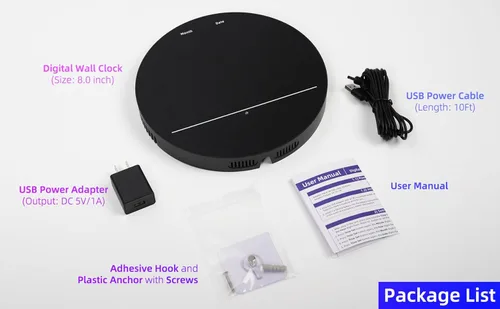 Miniatura 7 de Reloj de pared digital con gran pantalla LED, fecha, temperatura, brillo automático Pequeño reloj [ENCHUFE] Reloj de pared eléctrico moderno