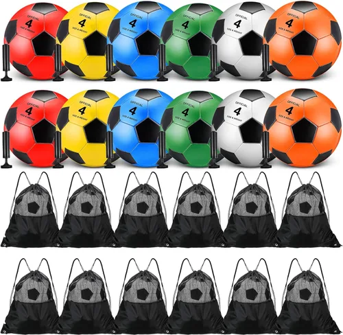 12 pelotas de fútbol desinfladas de Navidad, tamaño 5/4 a granel con bolsa de cordón para fútbol oficial, deporte, cristiano, donación, regalo de