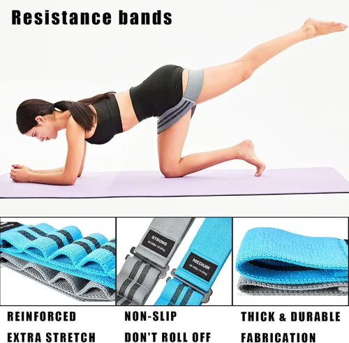 Miniatura 2 de Adjustable Fabric Resistance Bands for Squats, Glutes & Legs – 5 Levels of Customizable Size, Width & Tension, Non-Slip Booty Bands for Men and