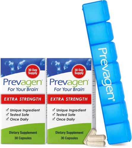 Prevagen Mejora la memoria: 20 mg de fuerza extra, 30 cápsulas | Paquete de 2 | con apaequorina y vitamina D y prevención de pastillas de 7 días |