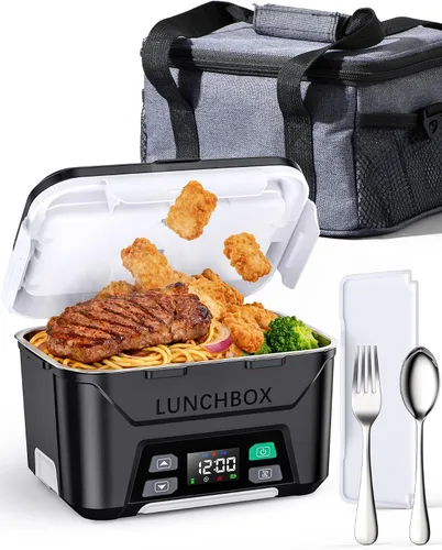 Miniatura 20 de EAST OAK Fiambrera eléctrica inalámbrica para adultos, lonchera calentada a pilas con calefacción automática, calentador de alimentos portátil