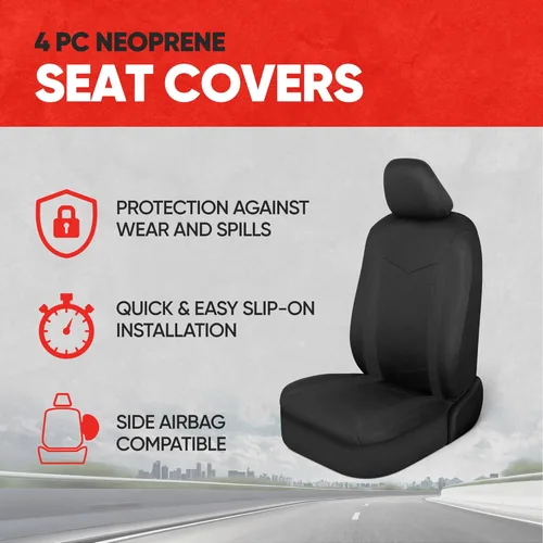 Miniatura 2 de Motor Trend SpillGuard 2 - Fundas de asiento negras para automóviles y fundas de asiento para camiones - Forro de neopreno, fundas de asiento Negro