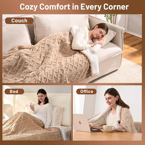 Miniatura 7 de Manta térmica eléctrica tamaño Queen – Manta eléctrica de 84 x 90 pulgadas con doble control, 9 niveles de calor y temporizador de 1 a 10 horas