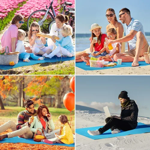 Miniatura 8 de Ainiv Manta de Picnic, Mini Tapete de Playa de Bolsillo 27.5 x 43.3 Pulgadas (1-2 Personas) Plegable, Ligera Impermeable Sin Arena, Lámina de Suelo