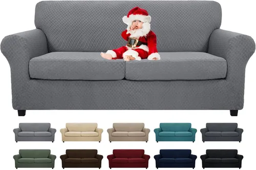 Miniatura 46 de MAXIJIN funda para sofá de 4 piezas, para sofás de 3 plazas, muy elástica, no se desliza, para perros, para mascotas, protector elástico de muebles
