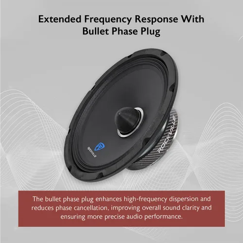 Miniatura 5 de Rockville RXM104 10" 600 vatios 4 ohmios SPL altavoz de bajo medio de rango medio para automóvil con bala