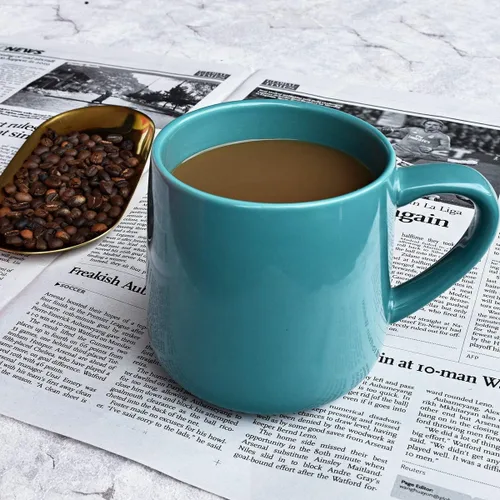 Miniatura 4 de Bosmarlin Juego de 2 tazas de café de cerámica brillante, taza de té para oficina y hogar, 18 onzas, apta para lavavajillas y microondas Aguamarina