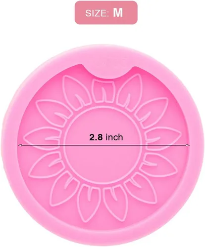 Miniatura 3 de 2 piezas DIY Sun Flower Style Car Coaster Moldes de silicona de resina epoxi moldes de fundición para tapetes, decoración del hogar, moldes