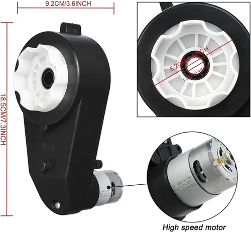 Miniatura 2 de A06R 2 piezas niños paseo en coche caja de cambios 550 12V motor 40000RPM motor eléctrico con caja de cambios de alta velocidad RS550 DC Motor Match