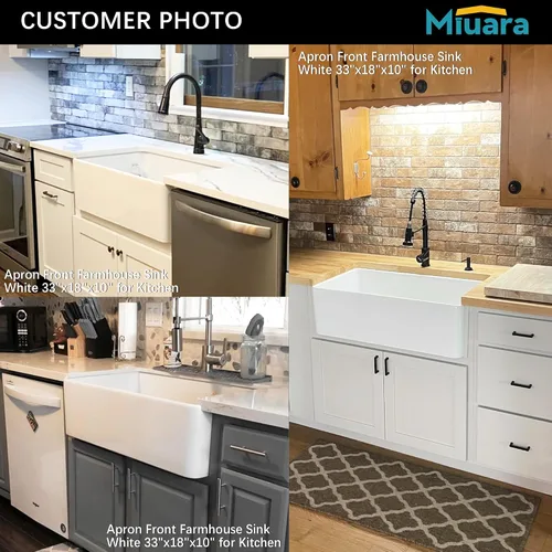 Miniatura 62 de Miuara Fregadero de Granja Negro de 33 Pulgadas - Fregadero de Cocina Grande de Frente con Delantal Tazón Individual 33"x18"x10", Instalación Bajo