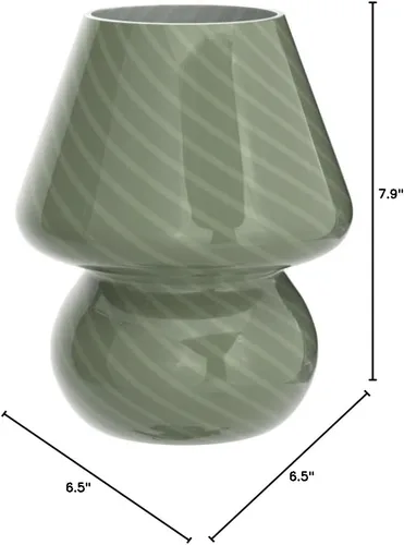 Miniatura 9 de Lámpara de Hongo, Lámparas de Mesa de Noche de Cristal Verde Murano Vintage Pequeñas de Mesita de Noche Lámpara de Escritorio Luz en Espiral