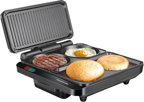 Miniatura 11 de OVENTE Sandwichera eléctrica Panini Press, parrilla interior de 1500 W con placas revestidas antiadherentes, control de temperatura y bandeja