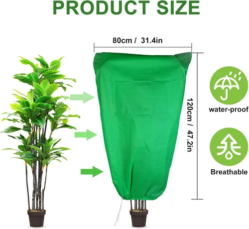 Miniatura 2 de SPORTYOUTH Paquete de 4 cubiertas para plantas, protección contra la congelación, mantas de invierno de 32 x 47.2 pulgadas con cordón de cremallera