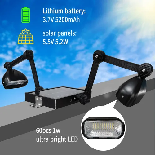 Miniatura 3 de Luz de señal solar comercial, panel solar de 5.5 V 5.2 W y cabezales de lámpara de aluminio de metal, luz de cartelera 3.7 voltios 5200 mAh