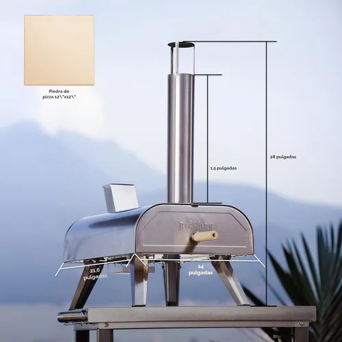Miniatura 5 de BIG HORN Horno de pizza multicombustible de 12 pulgadas para exteriores que alcanza hasta 1110 ℉ - Compatible con madera, gas y electricidad 3 en 1