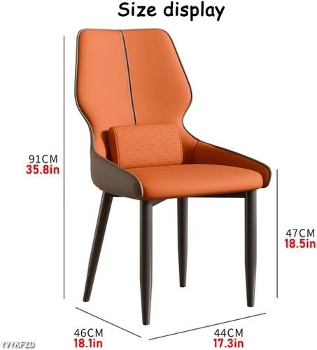Miniatura 3 de YVYKFZD Juego de sillas de comedor de cuero, sillas de comedor con patas de metal, sillas de cocina tapizadas, silla minimalista sin brazos
