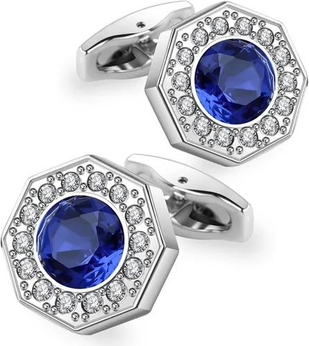 Sogee Gemelos de cristal para hombre, azul, verde, rosa, morado, rojo, blanco, colorido, chapado en oro real, elegante, para boda, fiesta, regalo