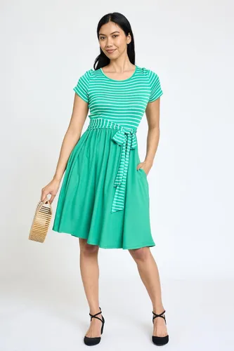 Miniatura 4 de Eloges - Vestido midi de manga corta en contraste para mujer con bolsillos S-3X Plus