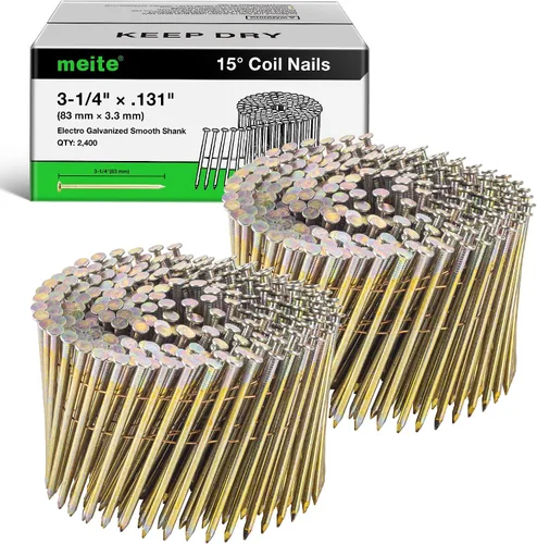 Miniatura 13 de meite Clavos de revestimiento de 15 grados de 1-1/2 pulgadas x 0.083 pulgadas, 14.000 unidades, clavos de revestimiento de cabeza redonda completa