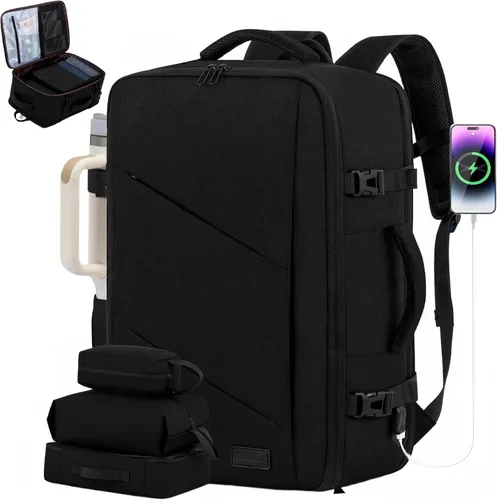 Miniatura 26 de LOVEVOOK Peersonal - Mochila de viaje extra grande de 40 L, bolsa de artículos Peersonal aprobada por vuelo, resistente al agua, mochila de 17 Azul