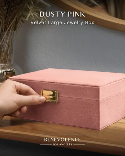 Miniatura 2 de Benevolence LA Caja grande de almacenamiento de joyas, cajas de joyería de terciopelo para mujer, organizador de aretes para mujer, pequeño