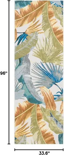 Miniatura 2 de SAFAVIEH Alfombra lavable para exteriores, colección Barbados – Alfombra de pasillo de 2 pies 8 pulgadas x 8 pies, dorada y verde, no desprende
