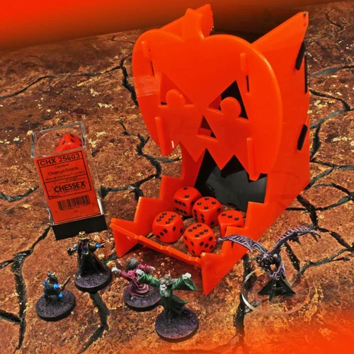 Miniatura 2 de LITKO Torre de dados con temática de terror Rodillo de dados Vaso de dados Bota de dados TTRPG Juegos de mesa (Jack-O-Lantern) Contains