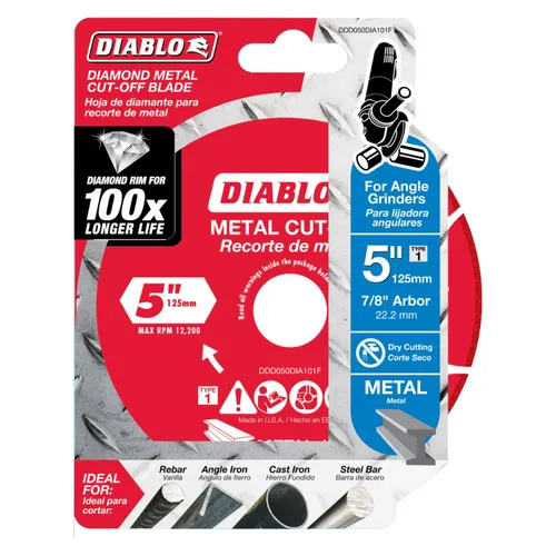 Miniatura 2 de Diablo Disco de corte de metal de diamante para metal, durabilidad extrema y larga vida útil, segmentado, 5 pulgadas de diámetro, eje de 7/8