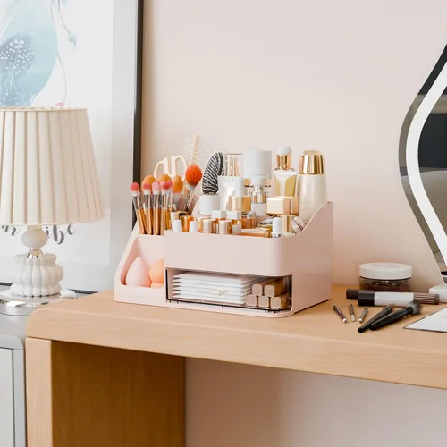 Miniatura 2 de Yieach Organizador de maquillaje de encimera para tocador, baño, tocador, organizador grande de almacenamiento de maquillaje y organizador