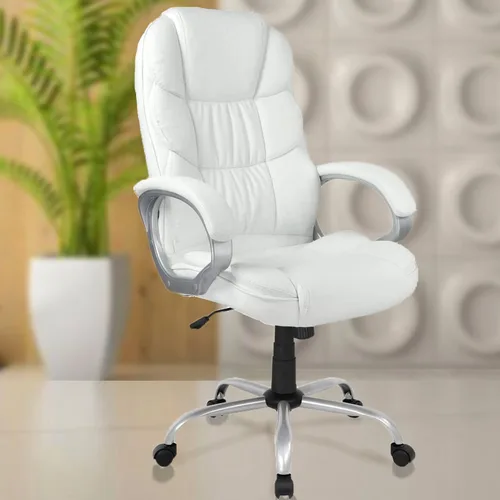 Silla de oficina con respaldo alto, silla de escritorio ergonómica, altura ajustable, silla de computadora de piel sintética, silla moderna con