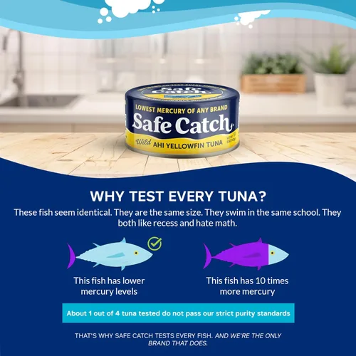 Miniatura 5 de Safe Catch Wild Ahi - Atún de aleta amarilla enlatado, capturado en la naturaleza, con menos mercurio, proteína magra, Omega 3, sin gluten, kosher