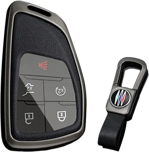 KUNIO Funda para Llavero de Coche Compatible con Chevy Silverado Traverse Equinox Sierra 1500 2500HD 3500HD 2022-2025 Portallaves de Cuero PU Negro