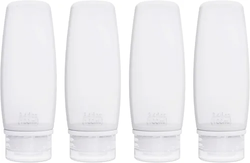 Botellas de viaje de silicona para artículos de tocador, aprobados por la TSA, juego de 4 recipientes portátiles a prueba de fugas, botellas