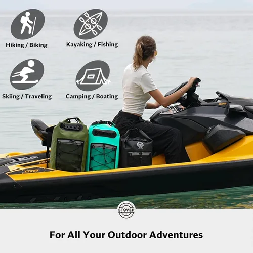Miniatura 6 de STOVER 5/10/25/30/40/55L Waterproof Dry Bag- Roll-Top Backpack w/Phone Case- Kayaking, Hiking, Camping, Boating- Men/Women 30L Verde azulado
