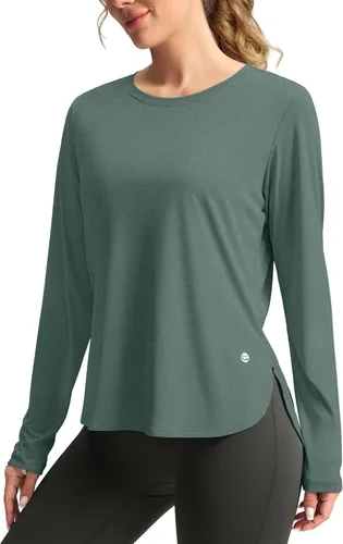 Miniatura 39 de Camisetas de sol para mujer, con protección ultravioleta FPU 50+, manga larga, ligera, de secado rápido, para entrenamiento, senderismo, para mujer