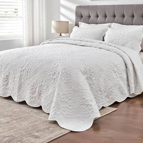 Miniatura 12 de Kingnex Juego de colcha tamaño King de 106 x 96 pulgadas, suave, ligera, acolchada, 3 piezas, 1 edredón y 2 fundas de almohada, color gris oscuro