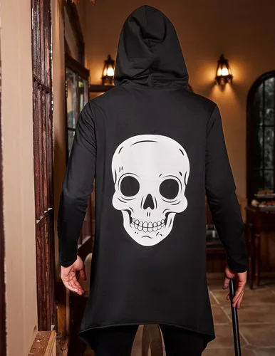 Miniatura 5 de COOFANDY - Sudadera larga con capucha para hombre, diseño hip hop tipo capa, de mezcla de algodón
