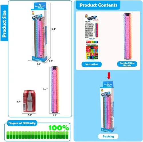 Miniatura 7 de R.Y.TOYS Juguete para ansiedad, rompecabezas de cubo mágico, rompecabezas de cerebro para adultos, juego de mano inquieto de lógica giratoria