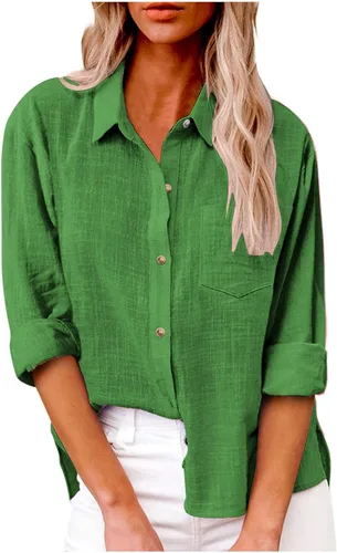 Miniatura 22 de SMIDOW Camisa de algodón y lino con botones para mujer