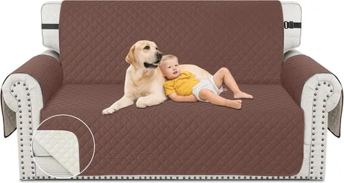 Miniatura 14 de XINEAGE Funda para Loveseat Reclinable Resistente al Agua, Fundas para Loveseat Reclinable de 2 Asientos con Bolsillos, Funda Protectora para Café