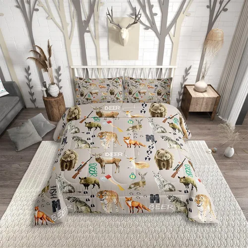 Miniatura 10 de Inserto de edredón retro de cabaña para niños, juego de edredón de retazos a cuadros para niños, adolescentes y adultos, juego de ropa de cama