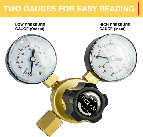 Miniatura 4 de Soldadura de gas de los medidores del regulador del argón del CO2, regulador del gas del argón 0-4500PSI para la soldadura de Mig Tig, conexión