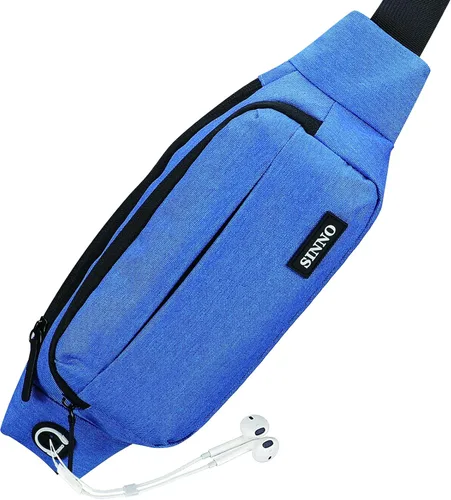 Miniatura 10 de SINNO - Cangurera grande con 4 bolsillos con cremallera para correr, hacer senderismo, viajes, entrenamiento, pasear al perro, al aire libre, Gris