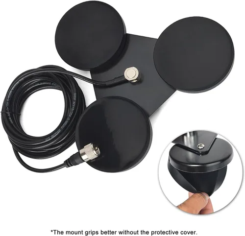 Miniatura 5 de Base de montaje de antena magnética SO239 resistente con imanes triples, con cable RG-58 de 16.4 ft (16.4 pies) PL-259 enchufe, para antena de radio