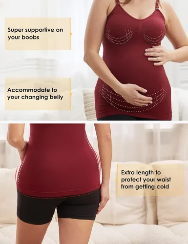 Miniatura 4 de HOFISH Womens Breast Feeding TopsMaternity Nursing Cami with Build in Shelf Bra 3Pack