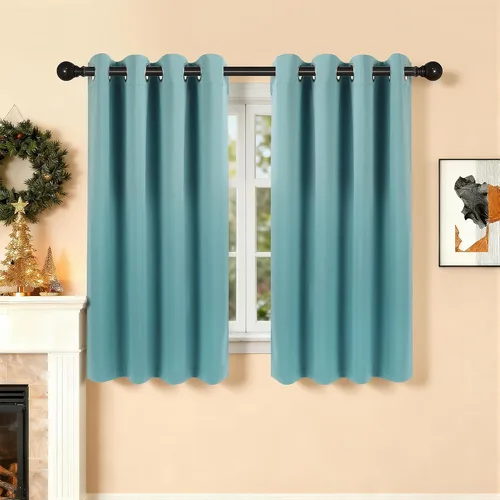 Miniatura 82 de Cortinas de oscurecimiento de habitación de 45 pulgadas de largo para dormitorio y sala de estar, cortinas térmicas aislantes con ojales