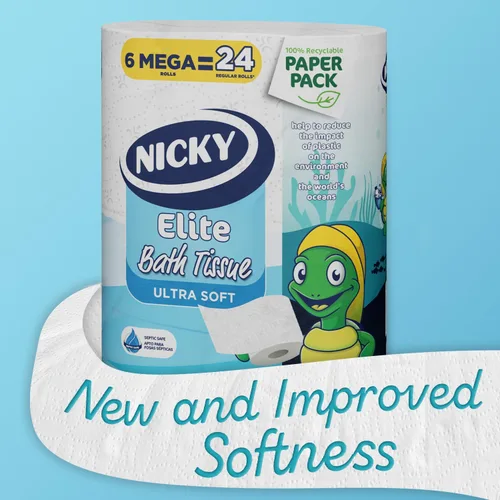 Miniatura 8 de Nicky Elite - Papel higiénico con embalaje de papel reciclable, 36 megarrollos ultra suaves = 144 rollos regulares